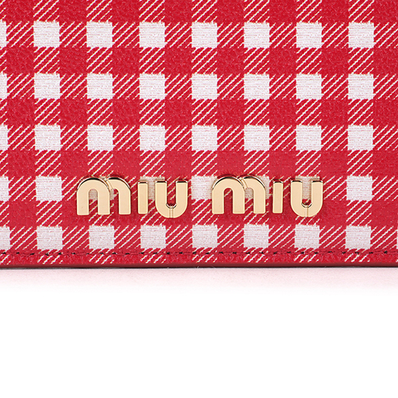 Miu Miu Card Case Madras Vichy Red White - Picture 8 of 9